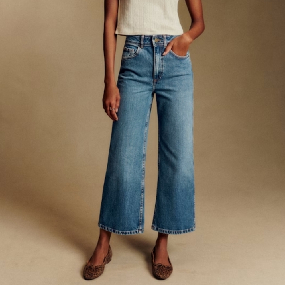 Sezane Le Crop Denim Blue Jeans